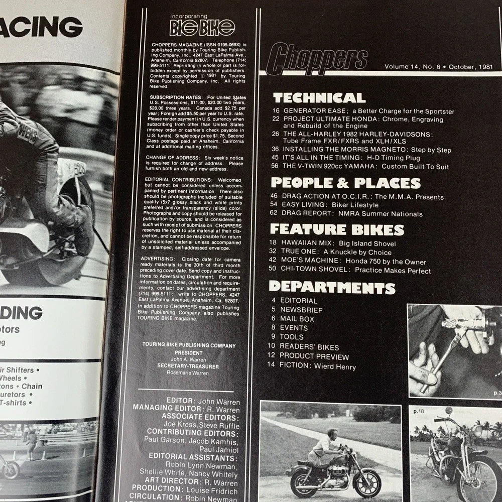 Lot‎ Of 4 Choppers Magazines 1981 June, July, October, November